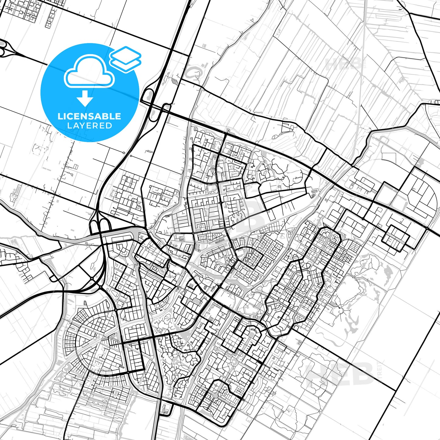 Layered PDF map of Purmerend, North Holland, Netherlands