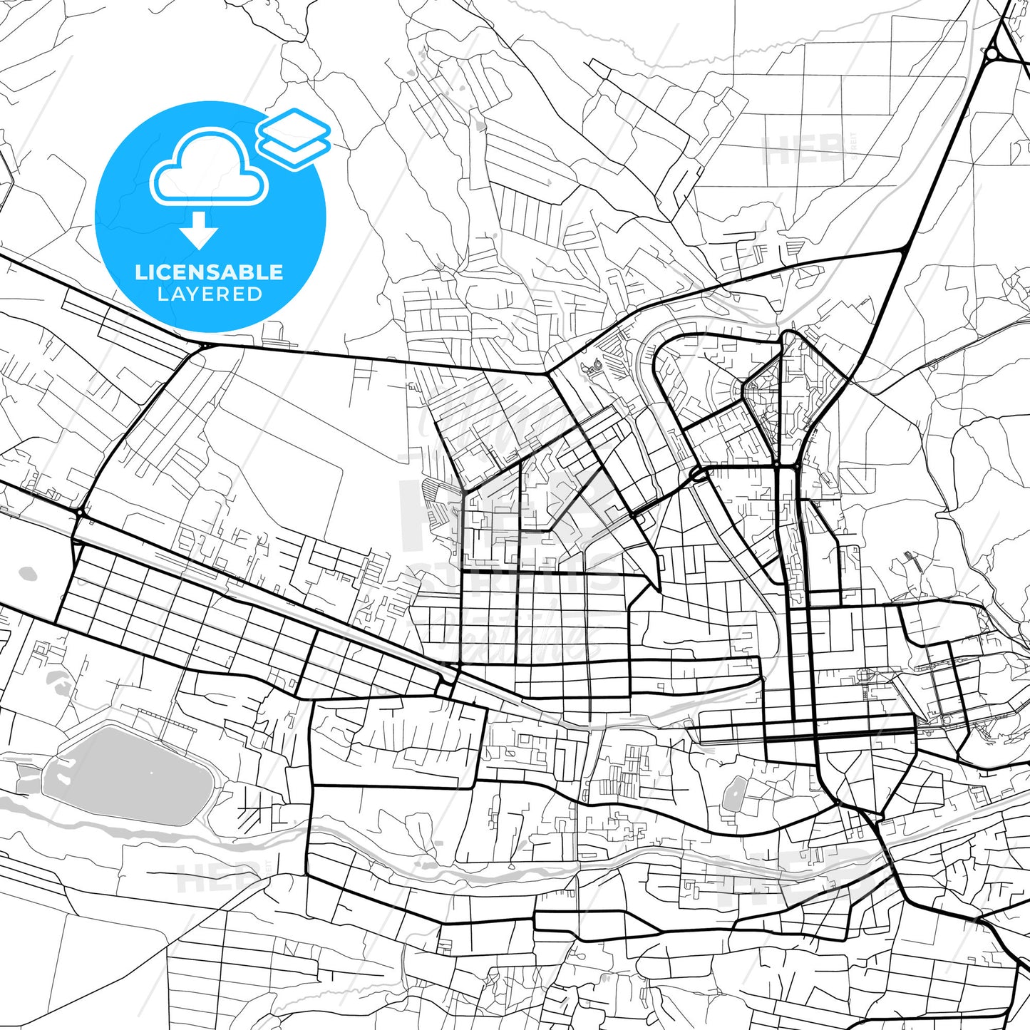 Layered PDF map of Pyatigorsk, Stavropol Krai, Russia