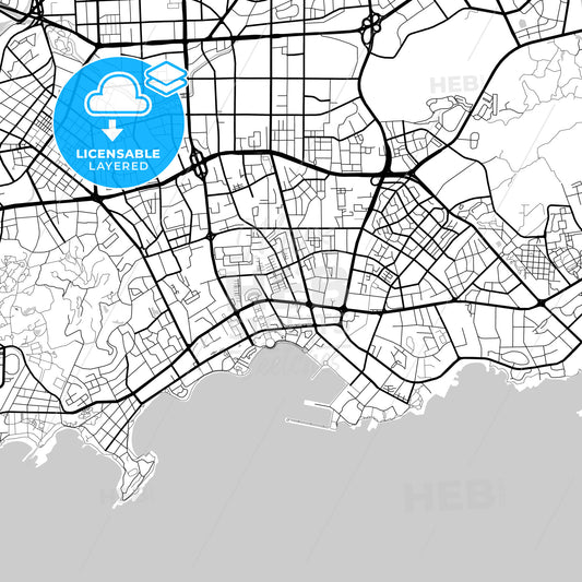 Layered PDF map of Qingdao, Shandong, China