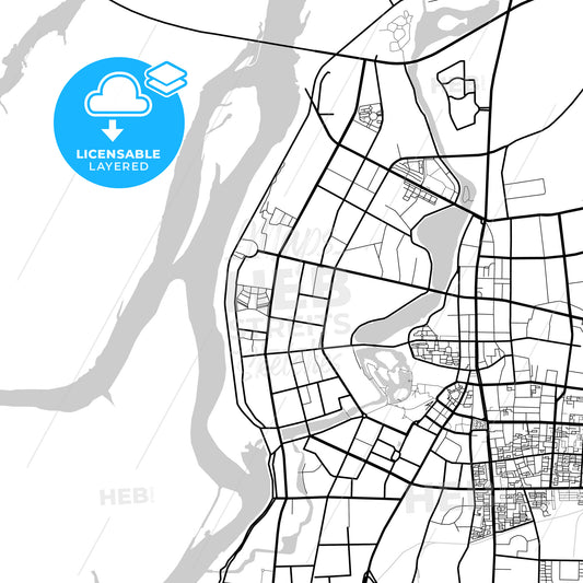 Layered PDF map of Qiqihar, Heilongjiang, China