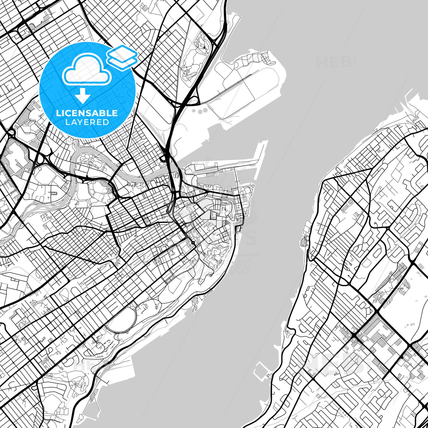 Layered PDF map of Quebec City, Quebec, Canada