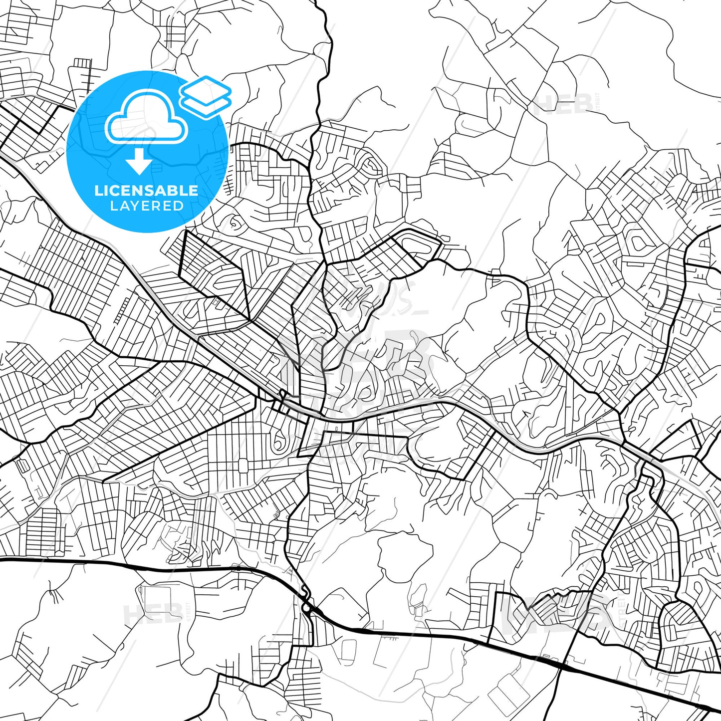 Layered PDF map of Queimados, Brazil