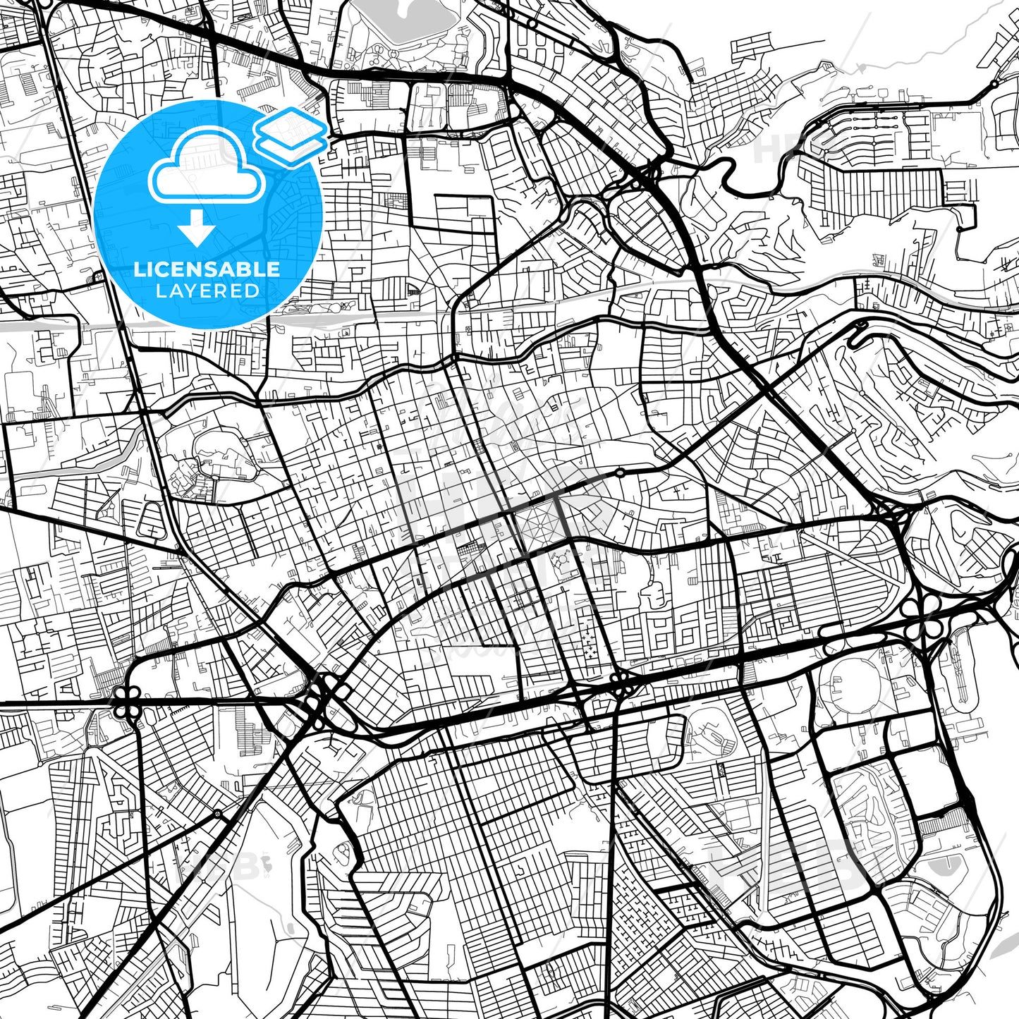 Layered PDF map of Querétaro, Querétaro, Mexico