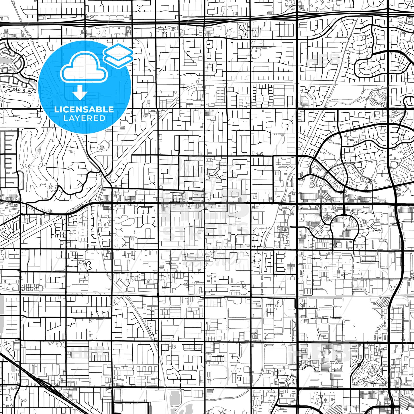 Layered PDF map of Rancho Cucamonga, California, United States