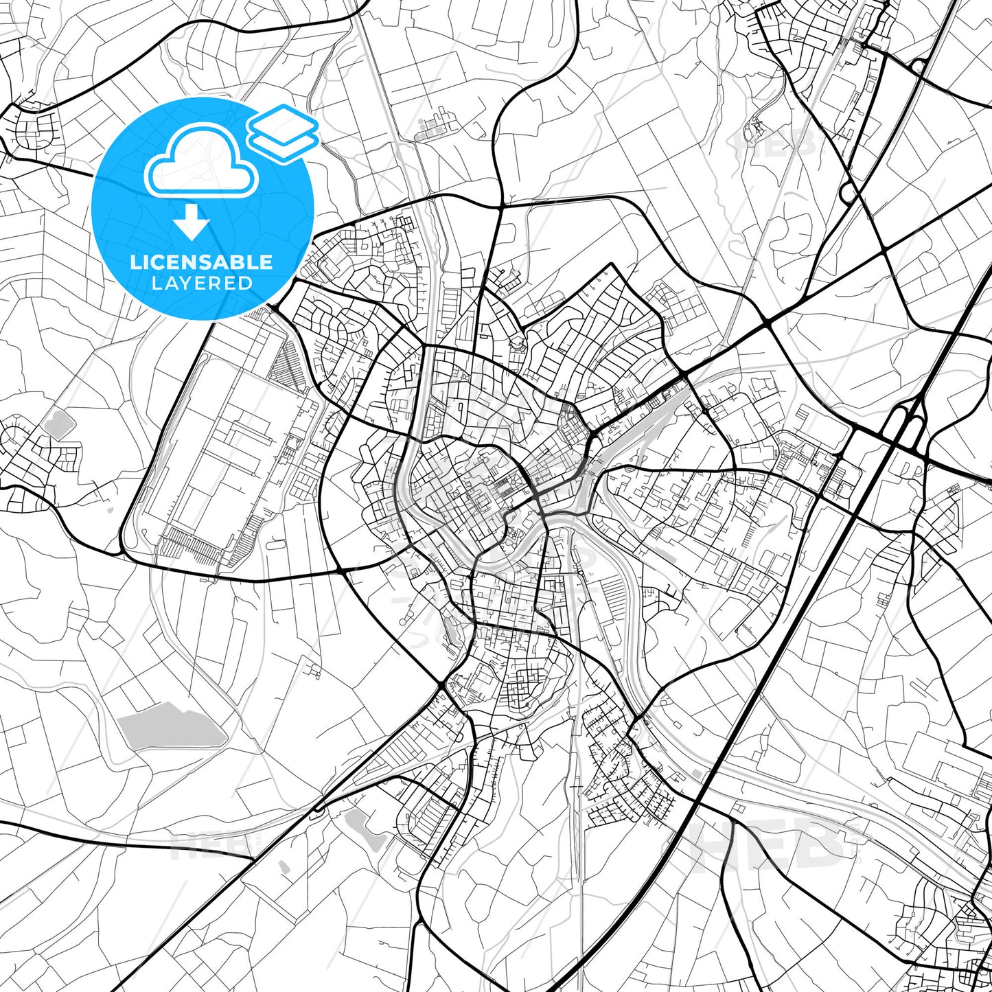 Layered PDF map of Rastatt, Baden-Wuerttemberg, Germany