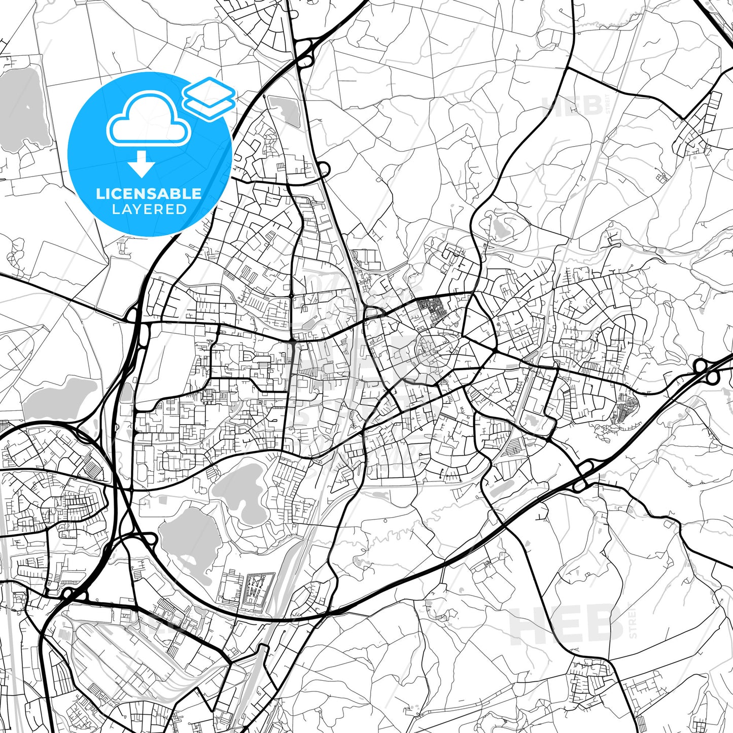 Layered PDF map of Ratingen, North Rhine-Westphalia, Germany