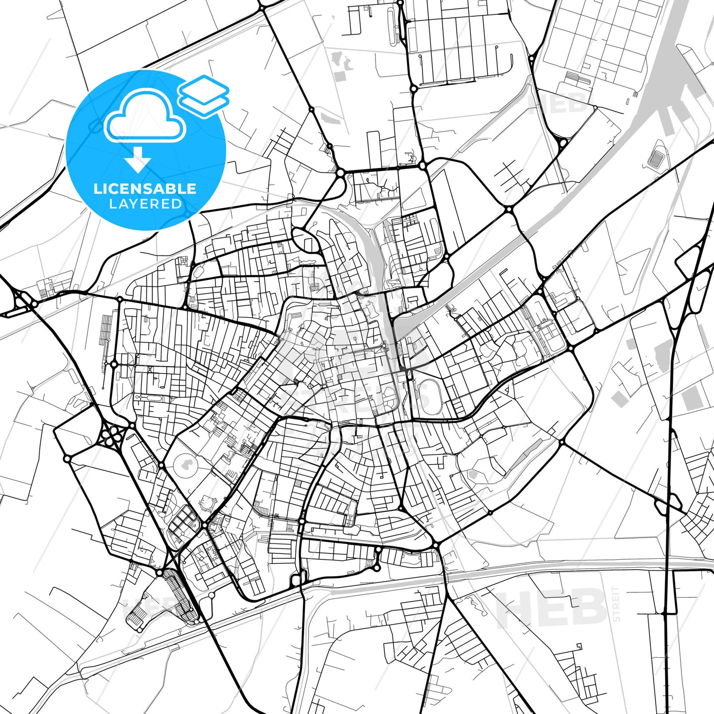 Layered PDF map of Ravenna, Emilia-Romagna, Italy