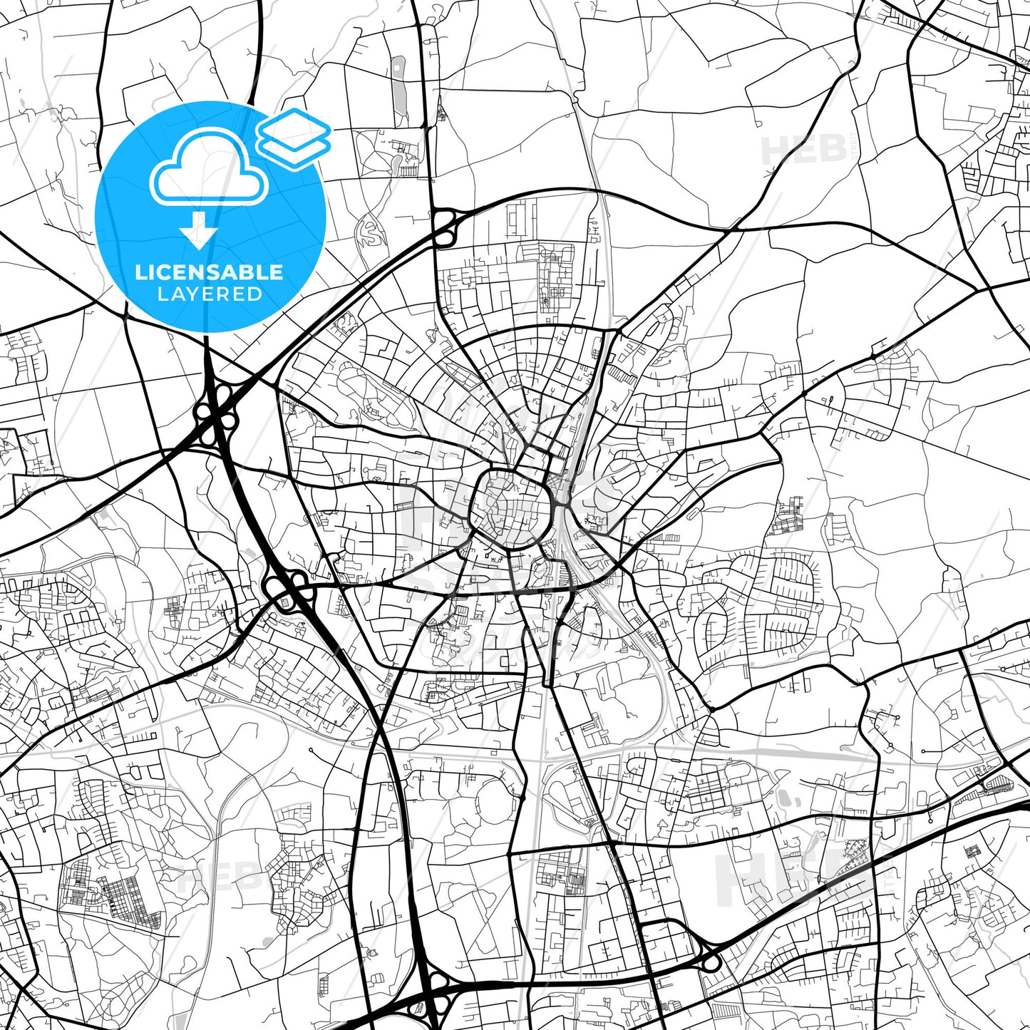 Layered PDF map of Recklinghausen, North Rhine-Westphalia, Germany