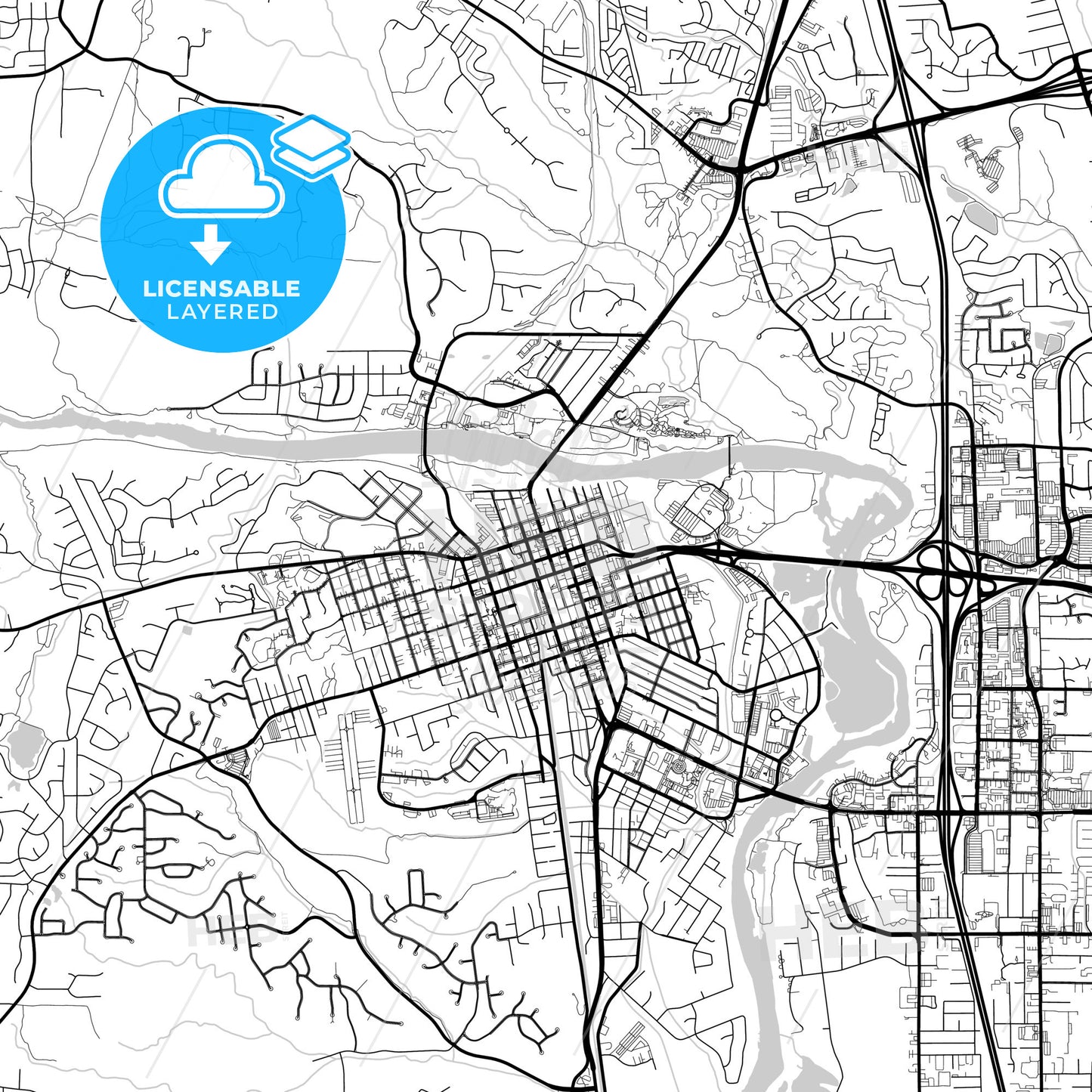 Layered PDF map of Redding, California, United States