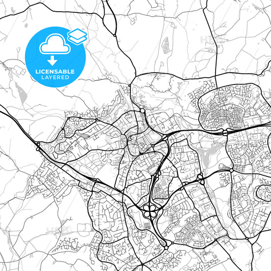 Layered PDF map of Redditch, West Midlands, England