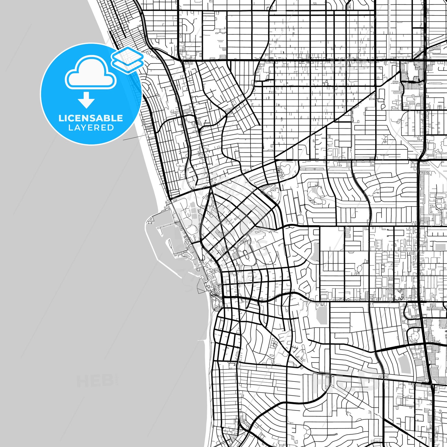 Layered PDF map of Redondo Beach, California, United States