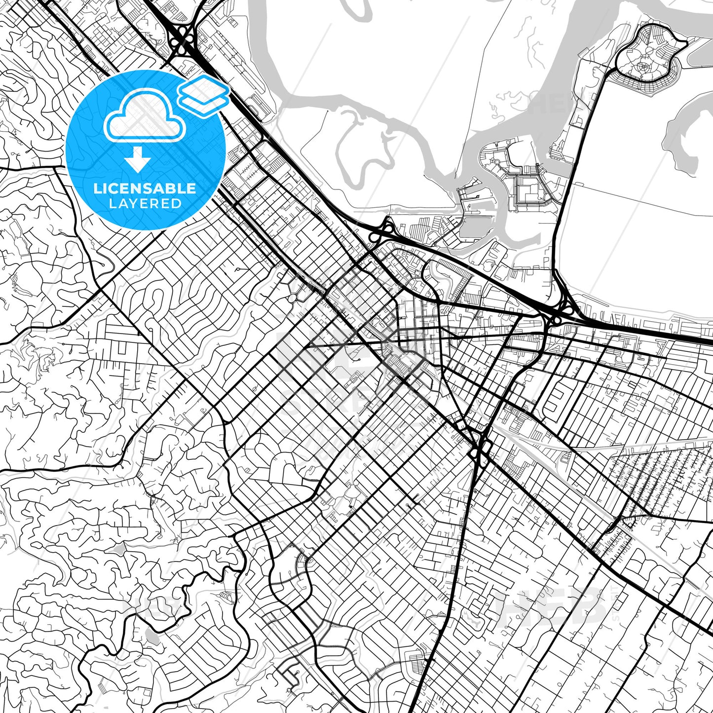 Layered PDF map of Redwood City, California, United States