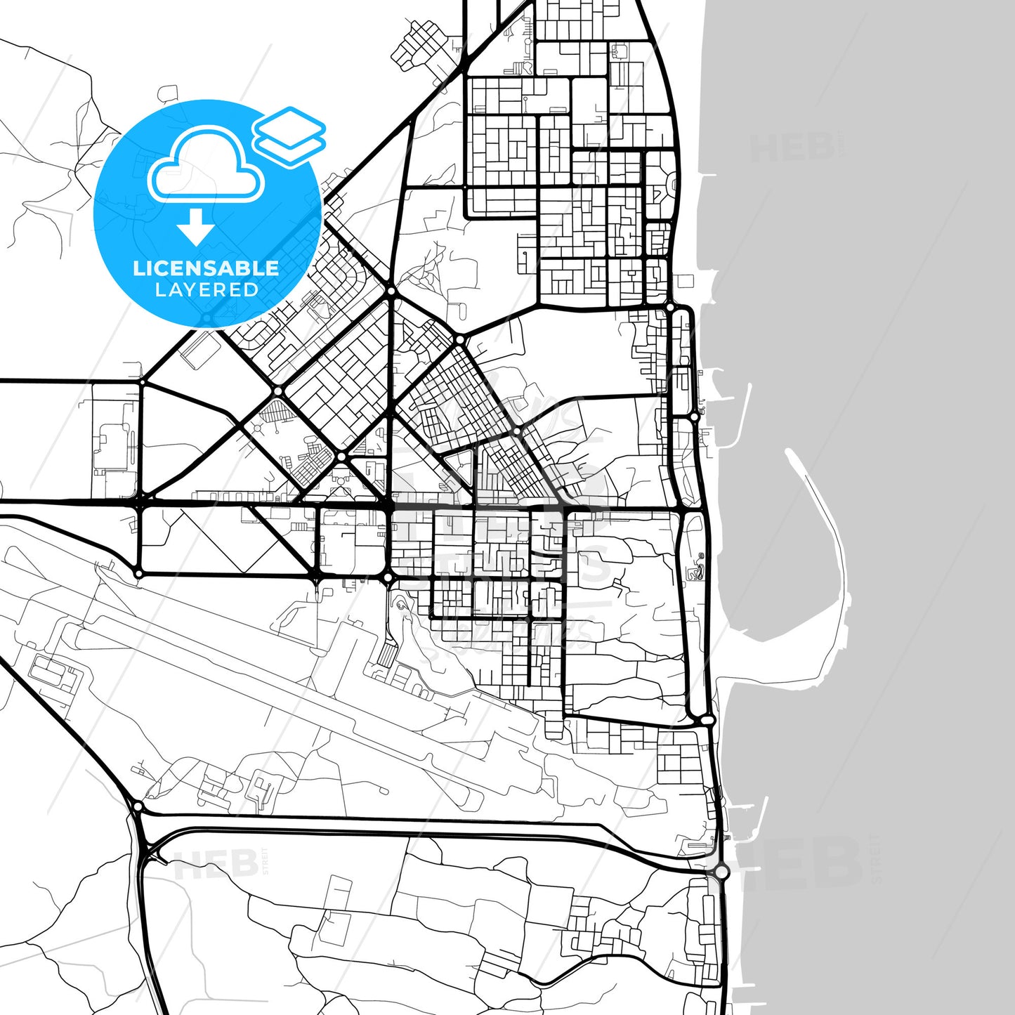 Layered PDF map of Reef Al Fujairah City, United Arab Emirates