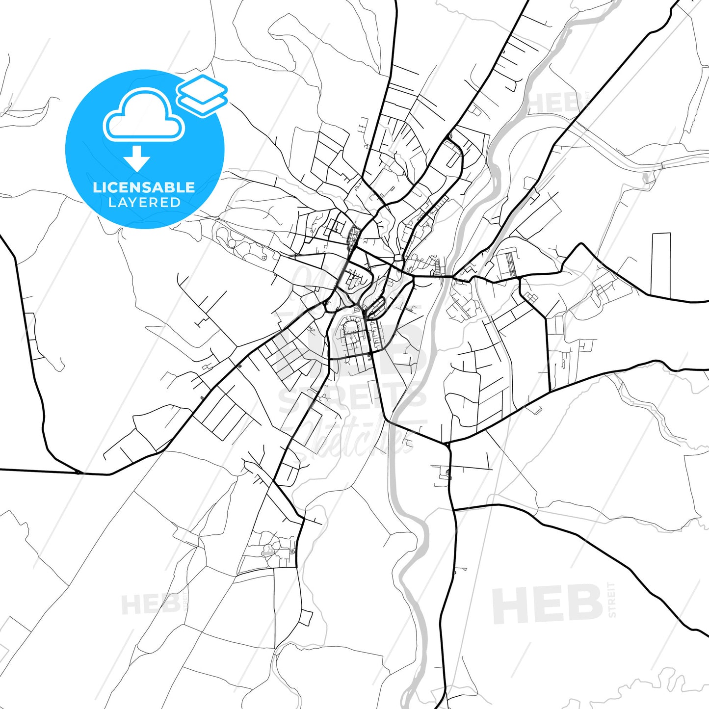 Layered PDF map of Reghin, Mureș, Romania