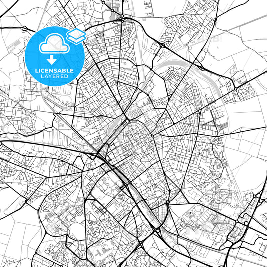 Layered PDF map of Reims, Marne, France