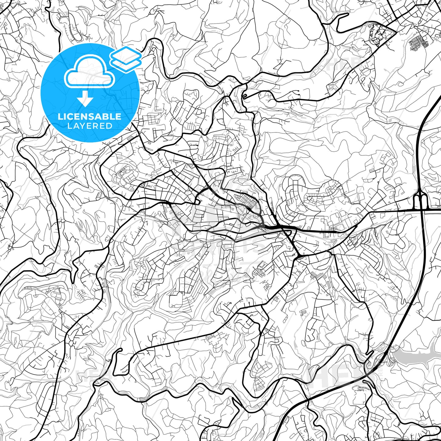 Layered PDF map of Remscheid, North Rhine-Westphalia, Germany