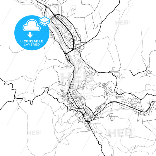 Layered PDF map of Reșița, Caraș-Severin, Romania