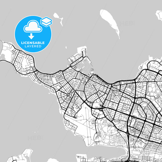 Layered PDF map of Reykjavík, Reykjavík, Iceland