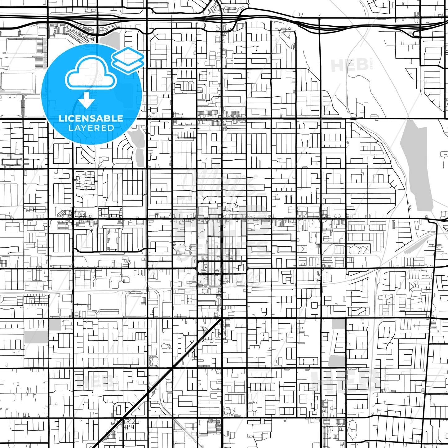 Layered PDF map of Rialto, California, United States