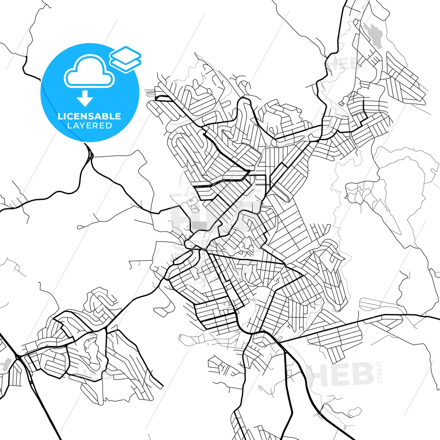 Layered PDF map of Ribeirao das Neves, Brazil