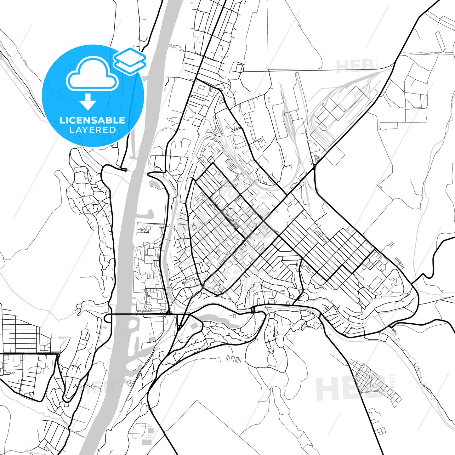 Layered PDF map of Rîbnița, Transnistria, Moldova