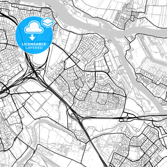 Layered PDF map of Ridderkerk, South Holland, Netherlands
