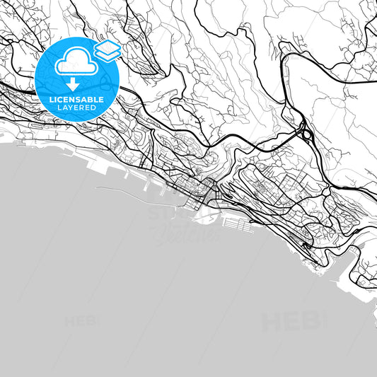 Layered PDF map of Rijeka, Primorje-Gorski Kotar, Croatia