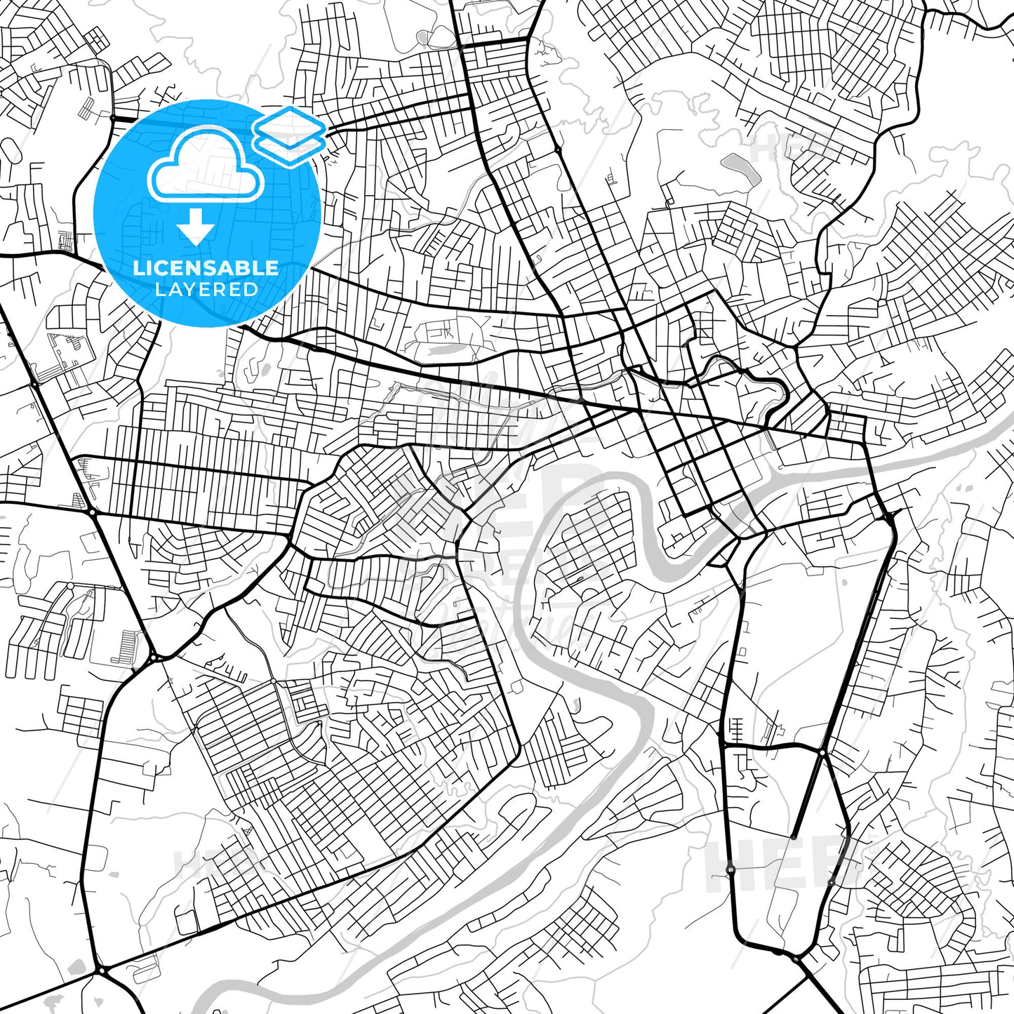 Layered PDF map of Rio Branco, Brazil