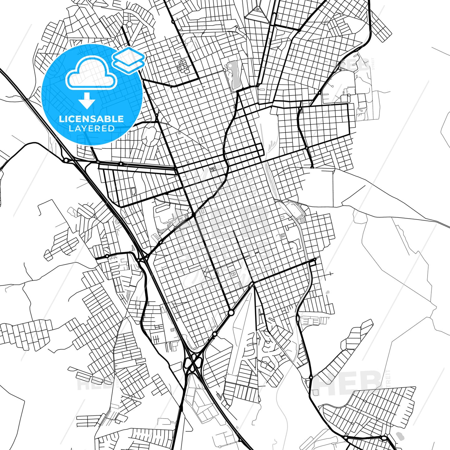 Layered PDF map of Rio Claro, Brazil