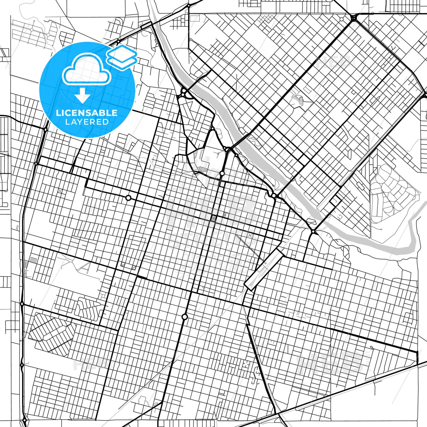 Layered PDF map of Rio Cuarto, Argentina