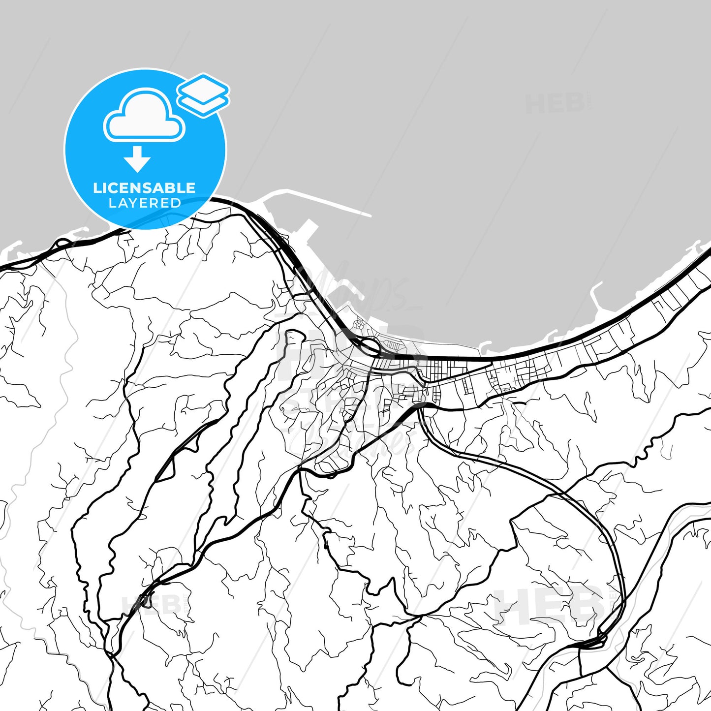 Layered PDF map of Rize, Rize, Turkey