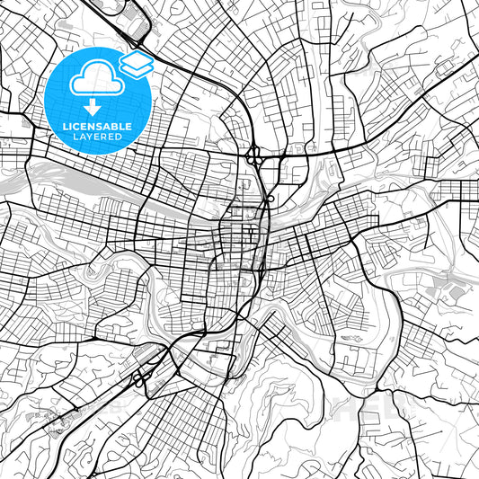 Layered PDF map of Roanoke, Virginia, United States