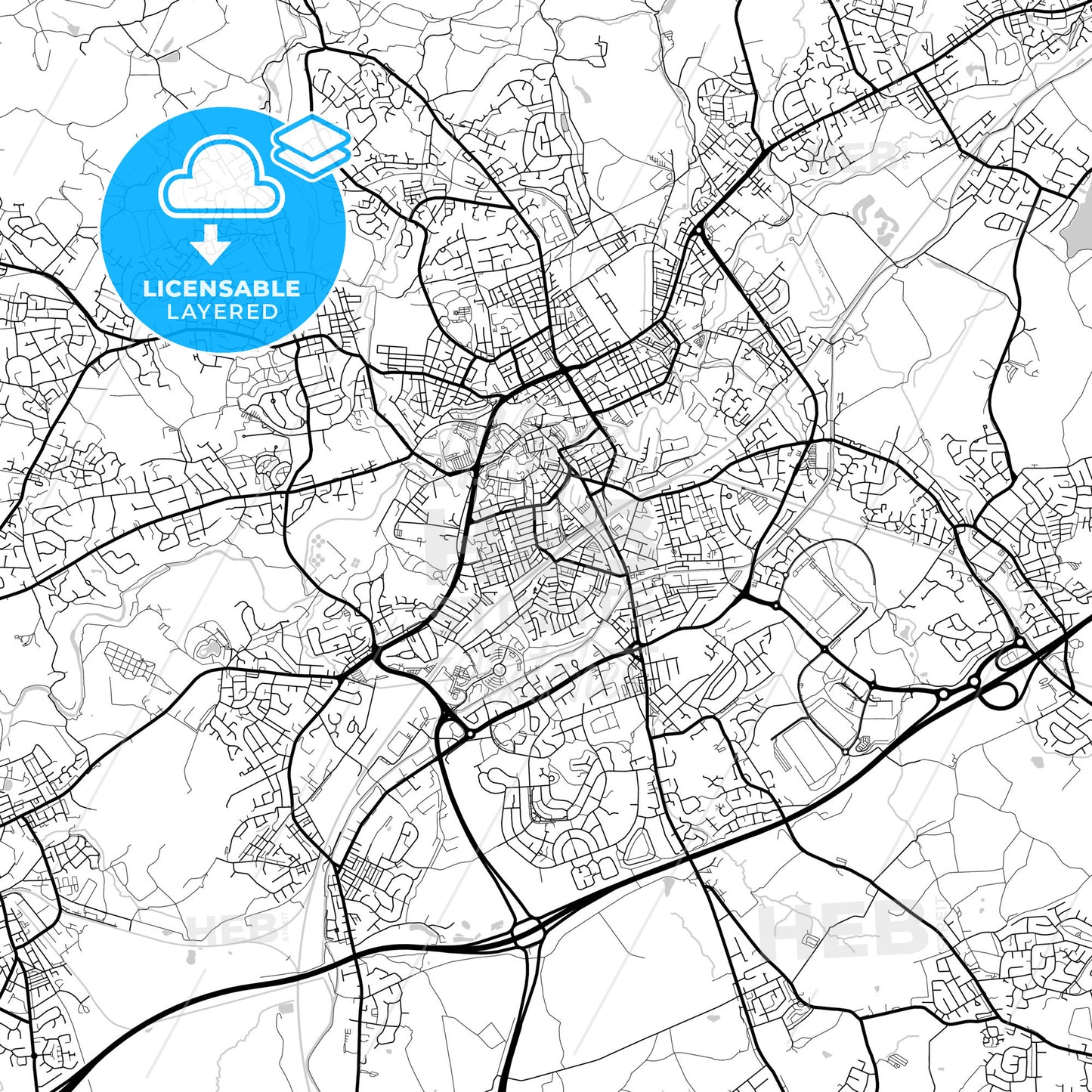 Layered PDF map of Rochdale, North West England, England