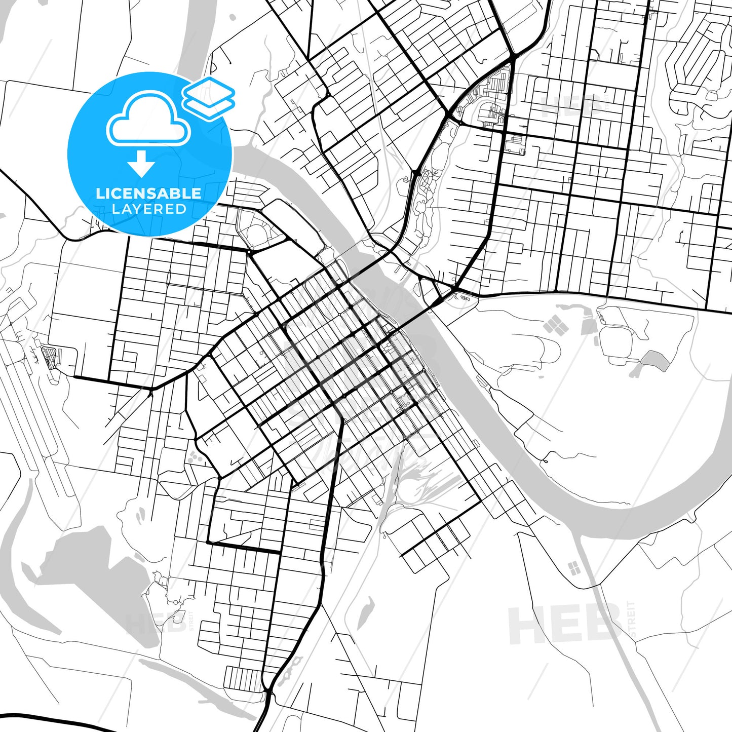 Layered PDF map of Rockhampton, Queensland, Australia