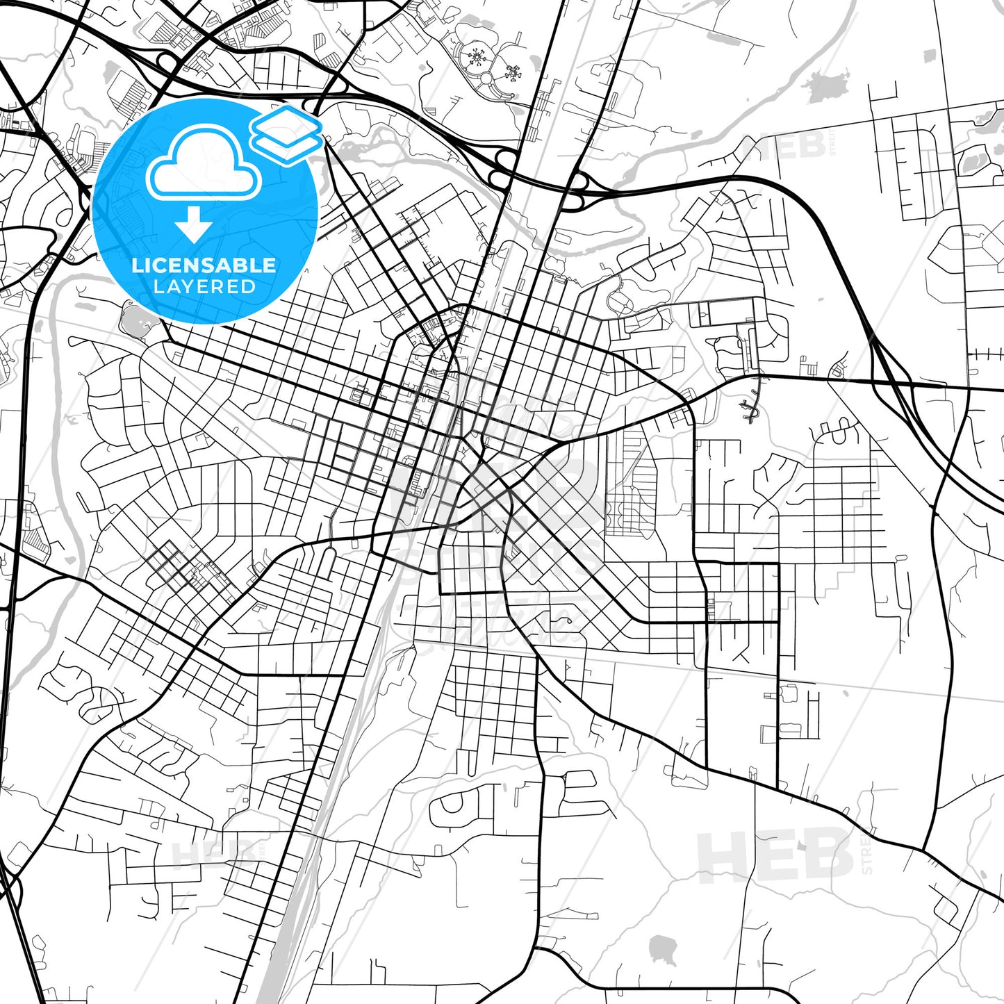 Layered PDF map of Rocky Mount, North Carolina, United States