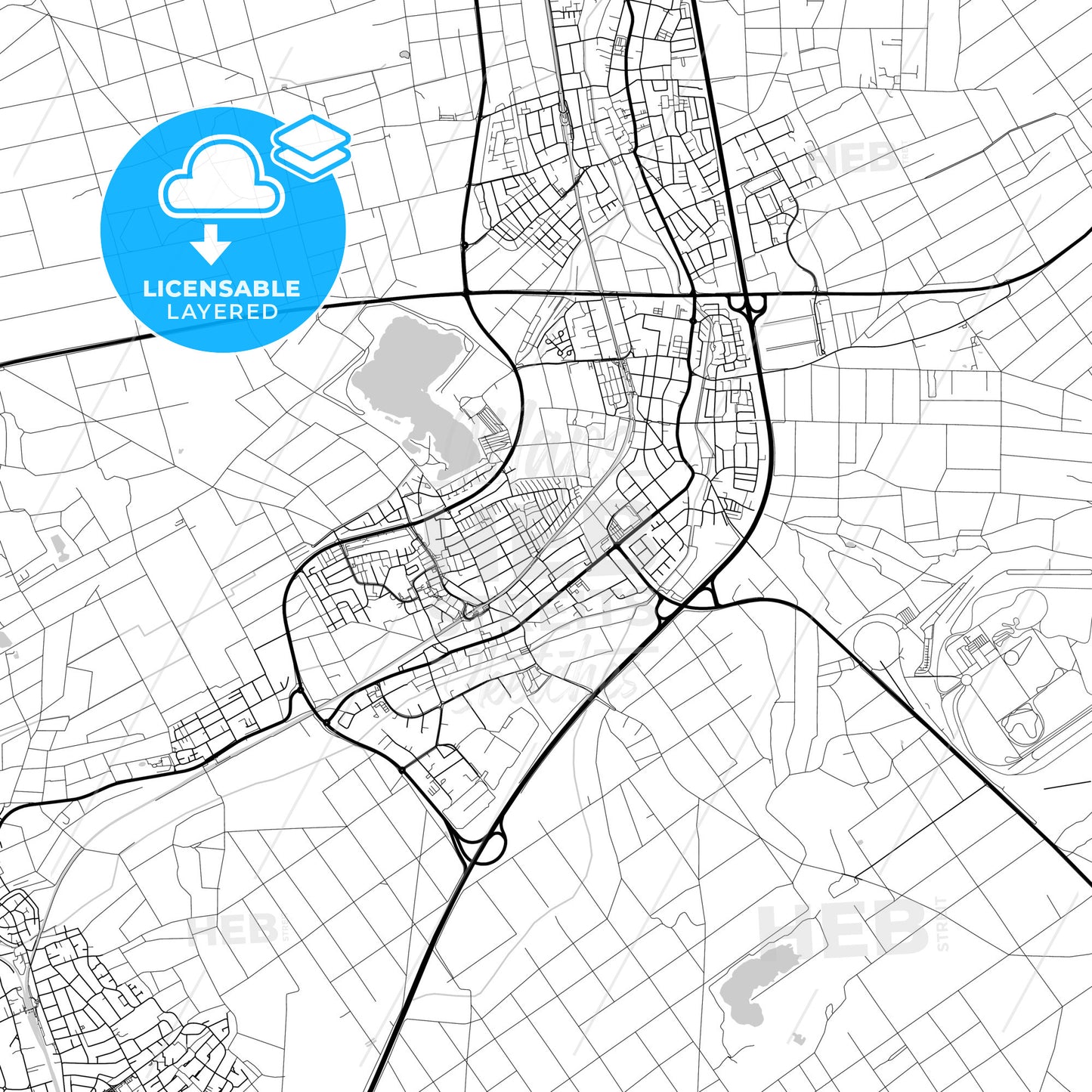 Layered PDF map of Rodgau, Hesse, Germany