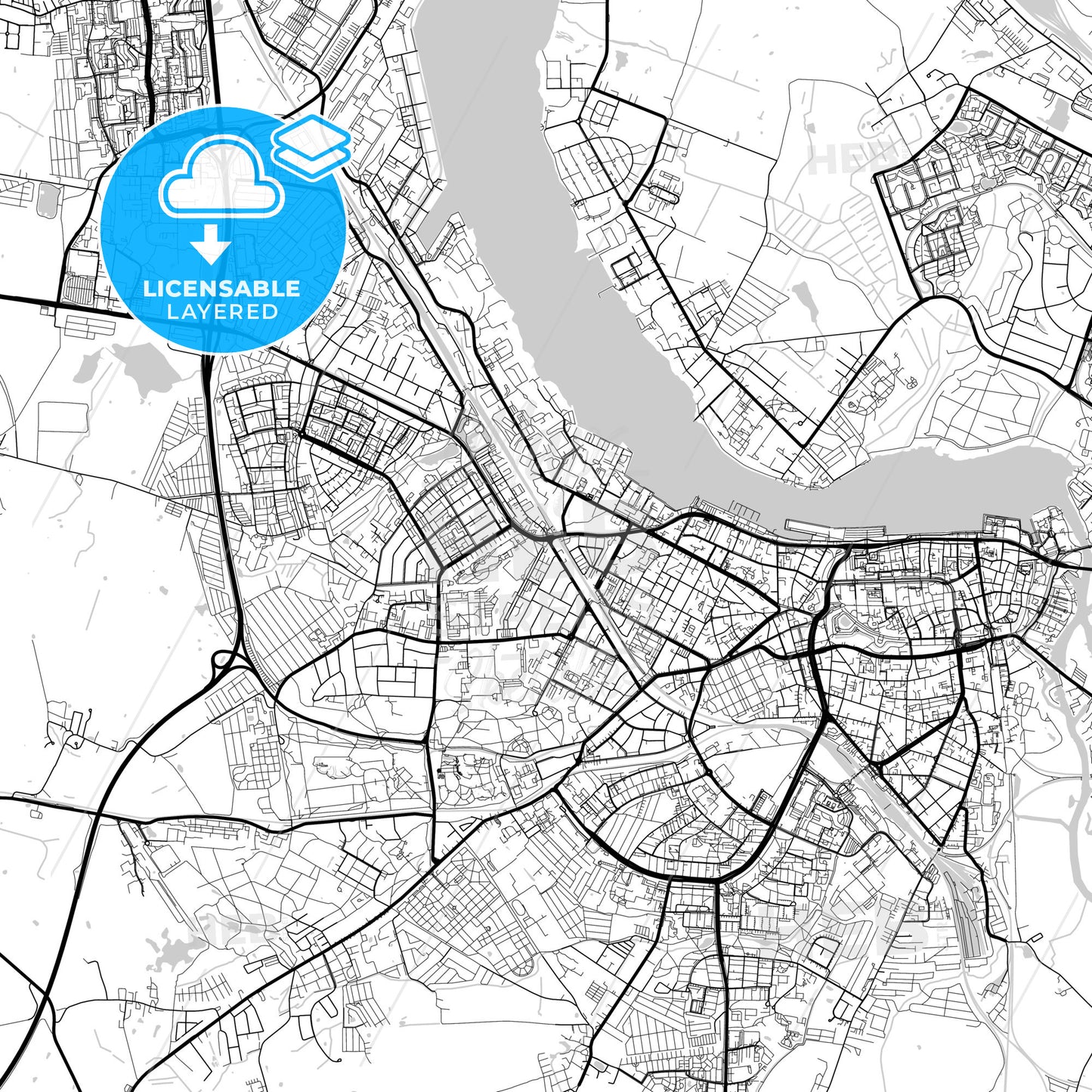 Layered PDF map of Rostock, Mecklenburg-Western Pomerania, Germany