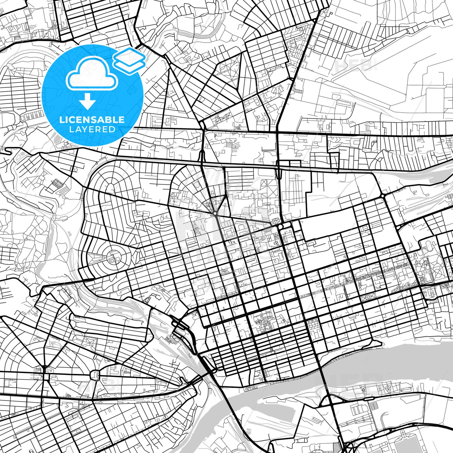 Layered PDF map of Rostov-on-Don, Rostov Oblast, Russia