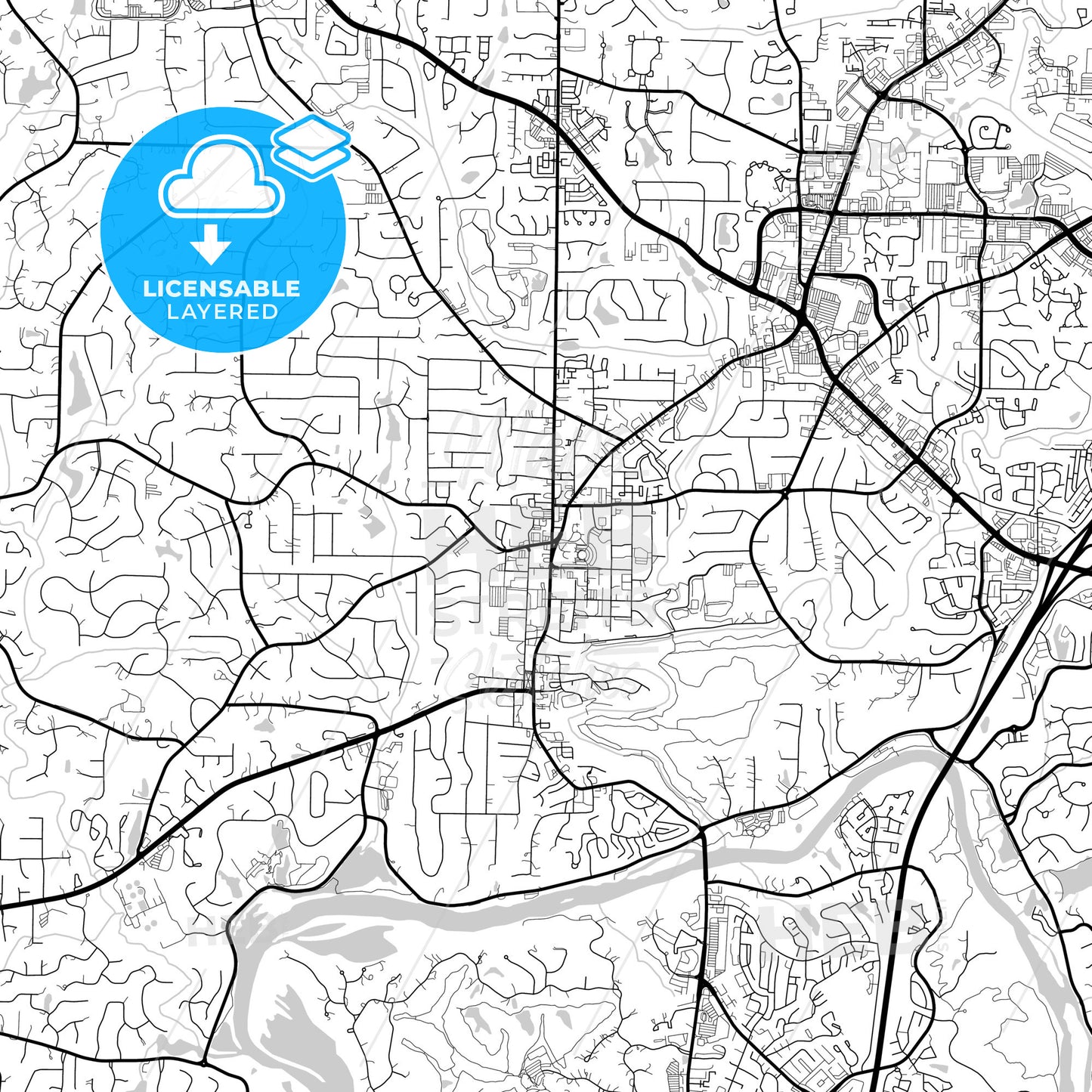 Layered PDF map of Roswell, Georgia, United States