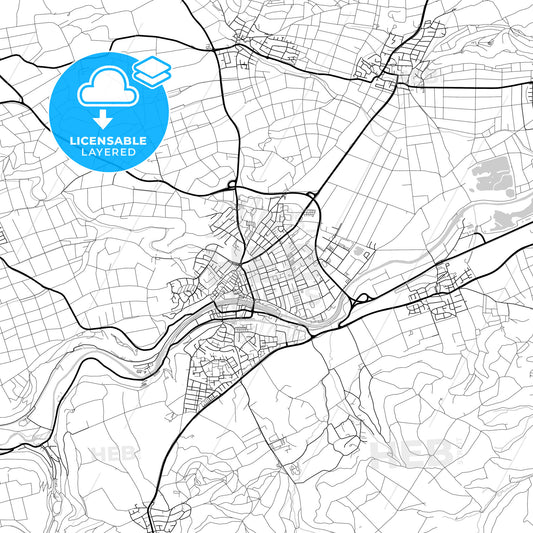 Layered PDF map of Rottenburg am Neckar, Baden-Wuerttemberg, Germany