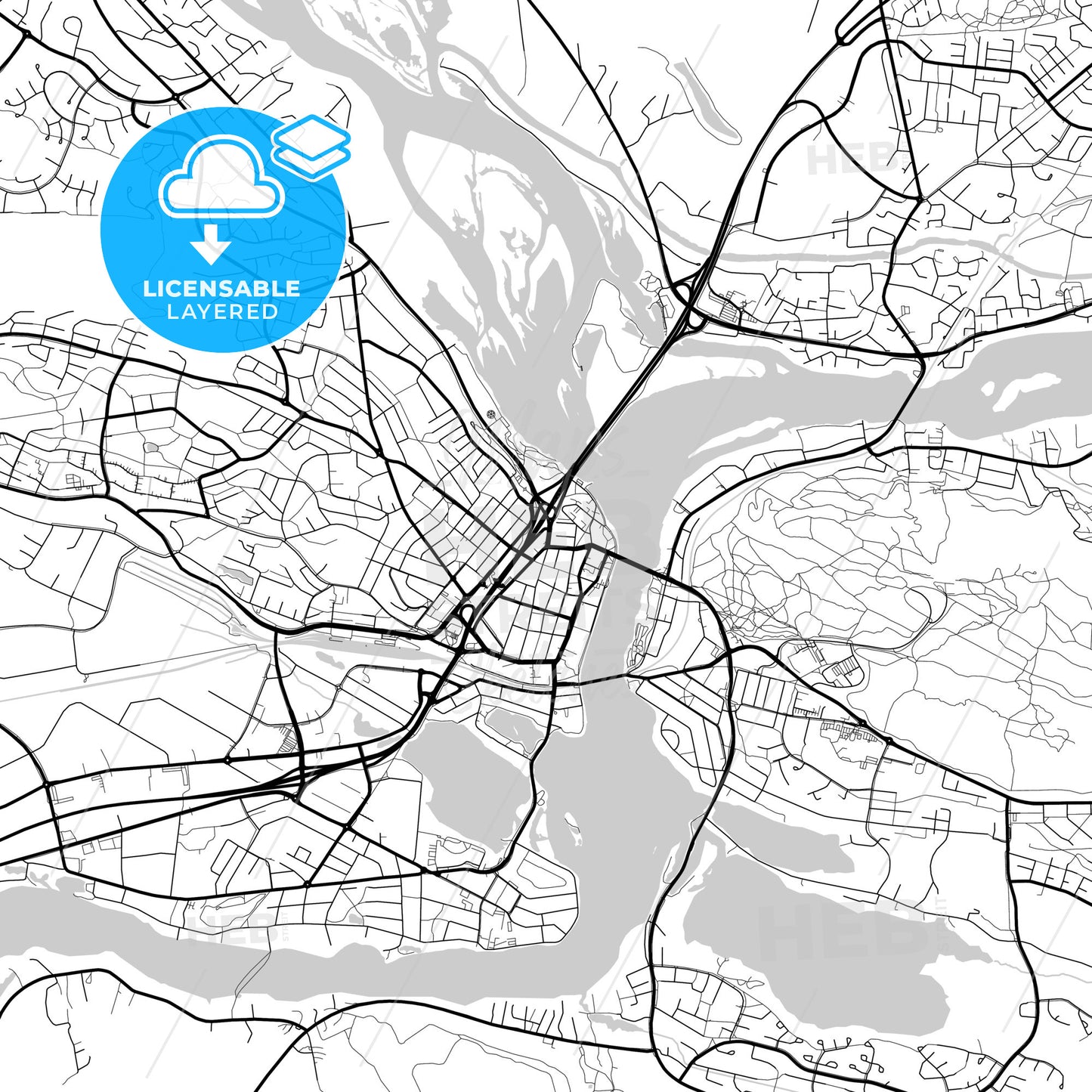 Layered PDF map of Rovaniemi, Finland