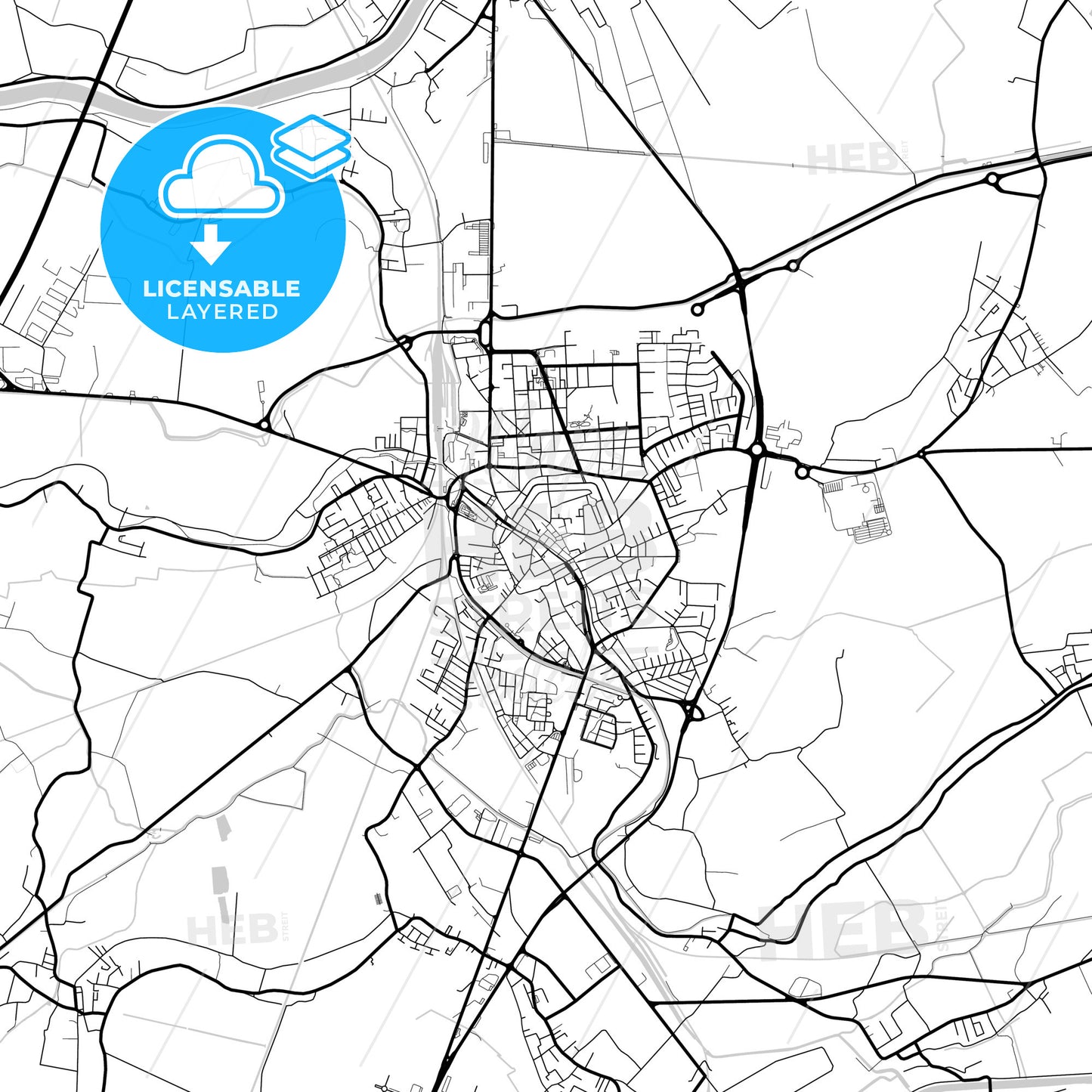 Layered PDF map of Rovigo, Veneto, Italy