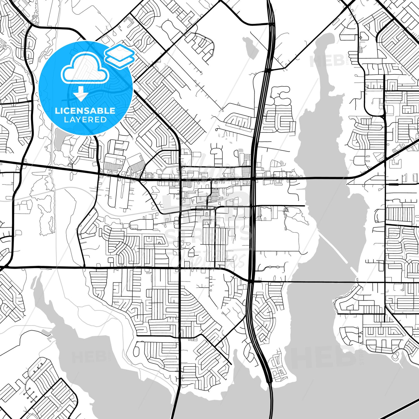 Layered PDF map of Rowlett, Texas, United States