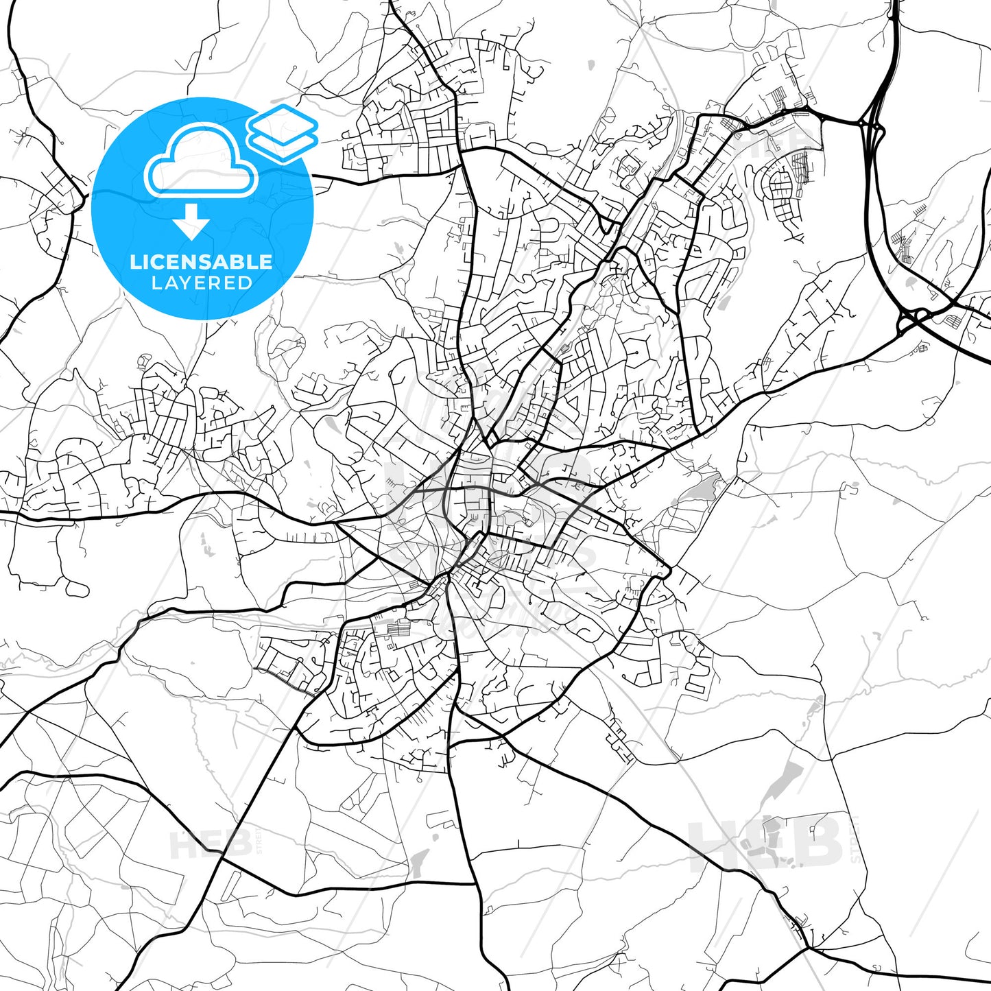 Layered PDF map of Royal Tunbridge Wells, South East England, England