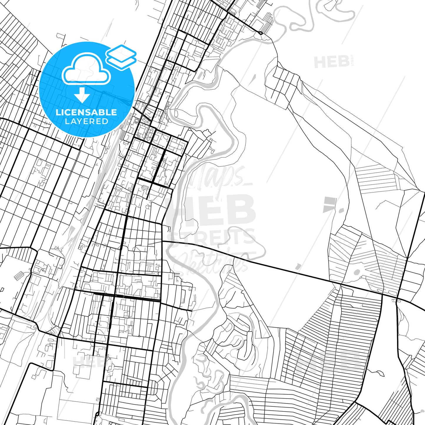 Layered PDF map of Rubtsovsk, Altai Krai, Russia