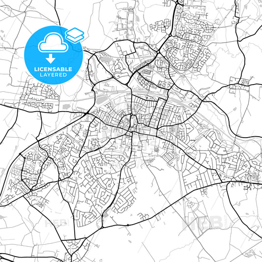 Layered PDF map of Rugby, West Midlands, England