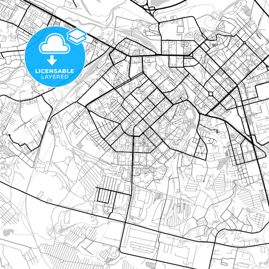 Layered PDF map of Ryazan, Ryazan Oblast, Russia