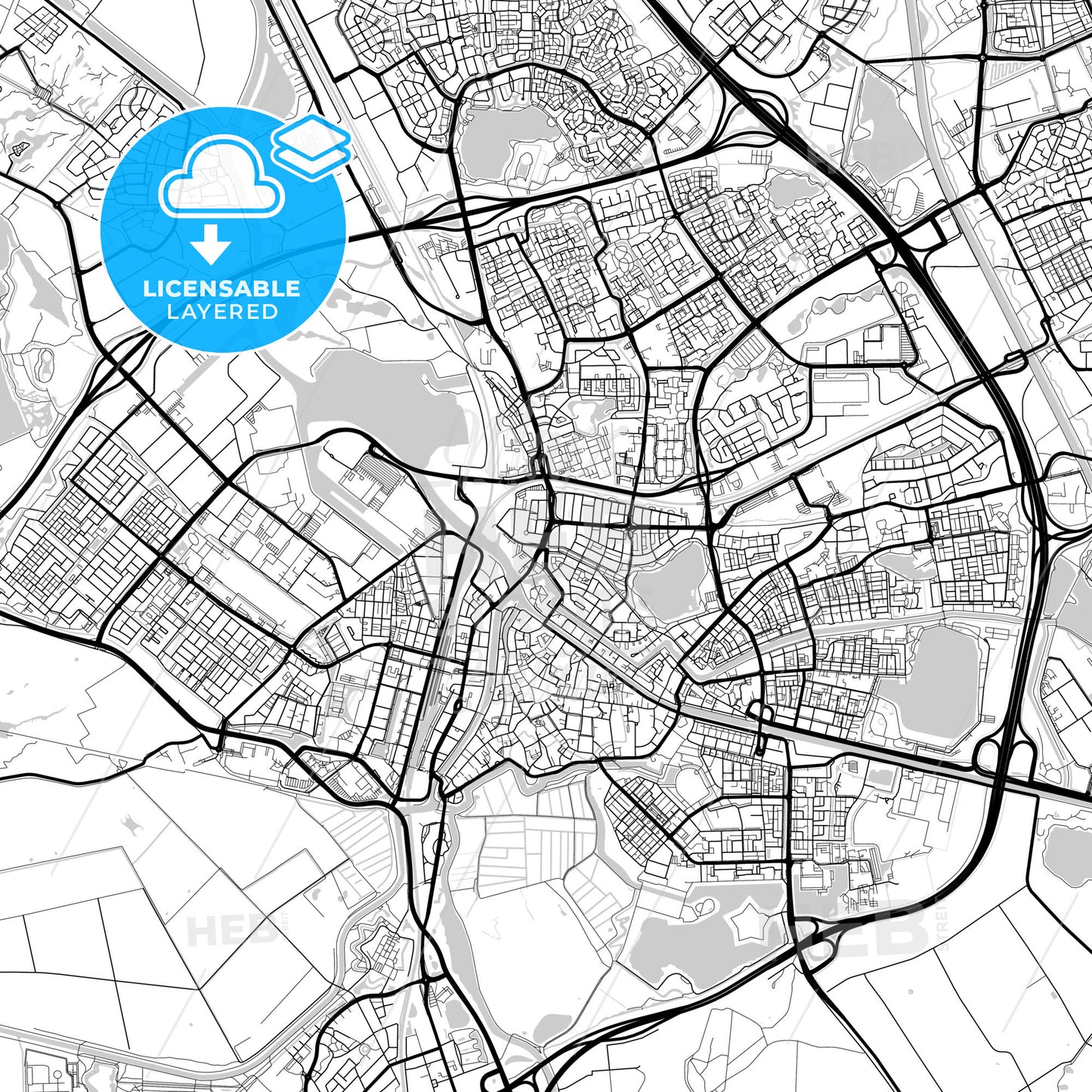 Layered PDF map of s-Hertogenbosch, North Brabant, Netherlands