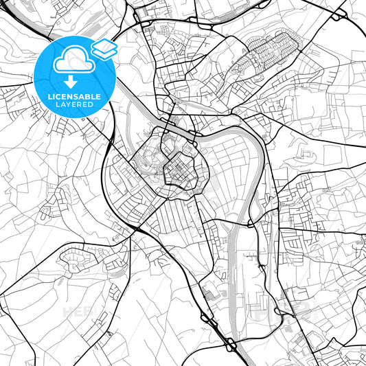 Layered PDF map of Saarlouis, Saarland, Germany