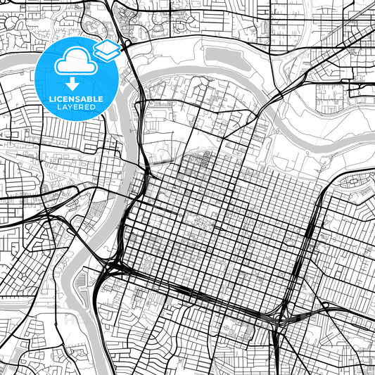 Layered PDF map of Sacramento, California, United States